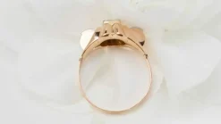 Bague Tank or rose et diamants