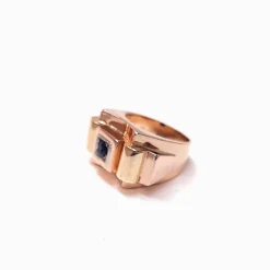 Bague Tank or rose et saphir