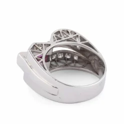 Bague Tank Platine Diamant Rubis