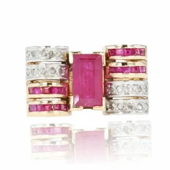 Bague tank rubis et diamants