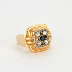 Bague Tank Saphir Diamants