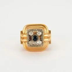 Bague Tank Saphir Diamants