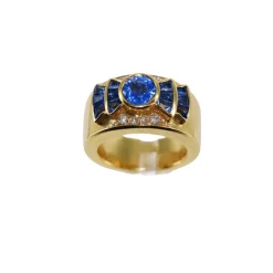 Bague tank saphirs et diamants