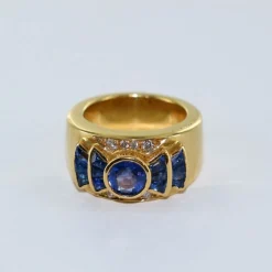 Bague tank saphirs et diamants