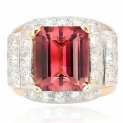 Bague tank tourmaline et diamants