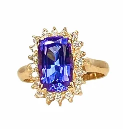 Bague tanzanite 3,50 carats diamants