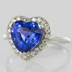Bague Tanzanite coeur et Diamants