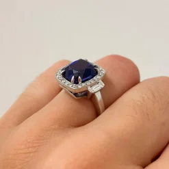 Bague Tanzanite entourage diamants