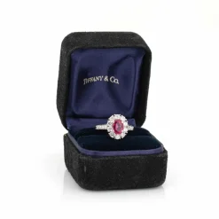 Bague Tiffany & Co Burma Ruby Diamond des années 60 en platine