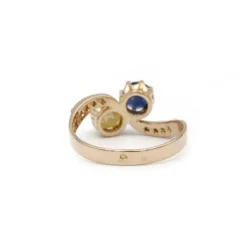 Bague Toi & Moi - Or, saphir et perle