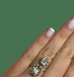 Bague "toi & moi " platine et diamants