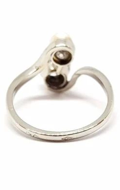 Bague Toi & Moi, diamant, perle