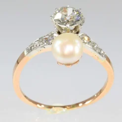 Bague Toi & Moi diamants et perle