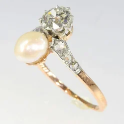 Bague Toi & Moi diamants et perle