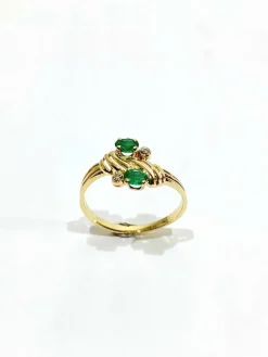 Bague Toi & Moi diamants émeraudes