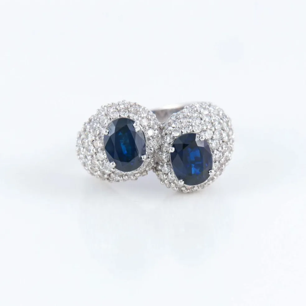 Bague Toi & Moi, Dômes de Saphirs & Diamants