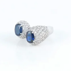 Bague Toi & Moi, Dômes de Saphirs & Diamants