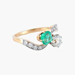 Bague Toi & Moi Emeraude Diamant