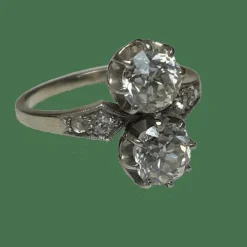 Bague Toi & Moi en or, platine et diamants