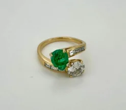 Bague toi & moi émeraude diamants