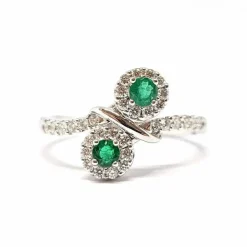 Bague Toi & Moi émeraudes & diamants