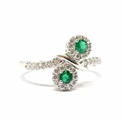 Bague Toi & Moi émeraudes & diamants