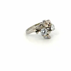 Bague Toi & Moi Or Blanc 14k Diamants