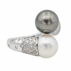 Bague Toi & moi Or blanc Perle, Diamant