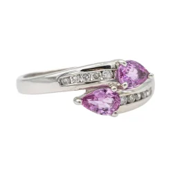 Bague Toi & Moi Or blanc Saphir rose
