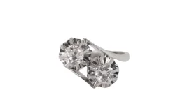 Bague Toi & Moi or gris et diamants