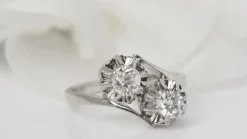 Bague Toi & Moi or gris et diamants