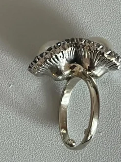 Bague Toi & Moi Or Gris Platine Perles Saphirs Diamants