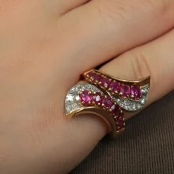 Bague Toi & Moi or jaune et rubis