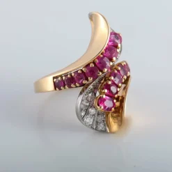 Bague Toi & Moi or jaune et rubis