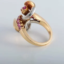 Bague Toi & Moi or jaune et rubis
