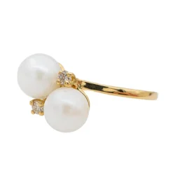 Bague Toi & Moi Or jaune Perle