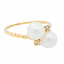 Bague Toi & Moi Or jaune Perle