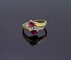 Bague Toi & Moi or jaune, rubis taille poire