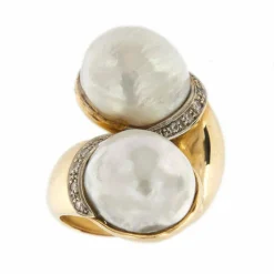 Bague Toi & Moi perles et diamants