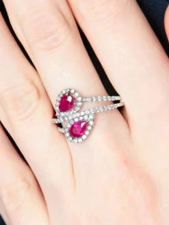 Bague Toi & Moi Rubis Diamants