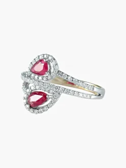 Bague Toi & Moi Rubis Diamants