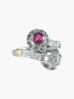 Bague Toi & Moi rubis et diamant