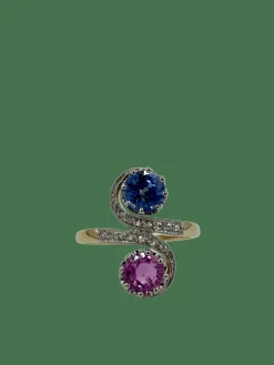 Bague Toi & Moi saphirs rose et bleu
