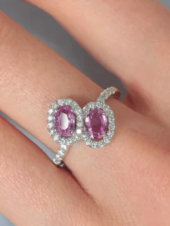 Bague Toi & Moi Saphirs roses Diamants