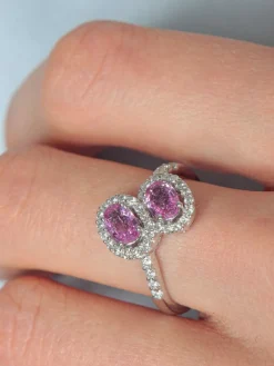 Bague Toi & Moi Saphirs roses Diamants