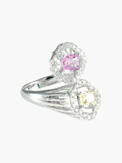 Bague Toi & Moi Saphirs rose et jaune