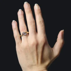 Bague Toi et Moi ancienne diamants taillés en rose