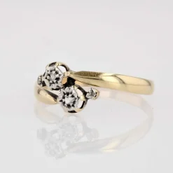 Bague Toi et Moi ancienne diamants taillés en rose