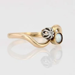 Bague toi et moi ancienne perle et diamant