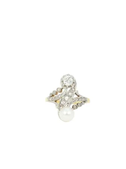 Bague toi et moi Belle-Epoque diamants et perle